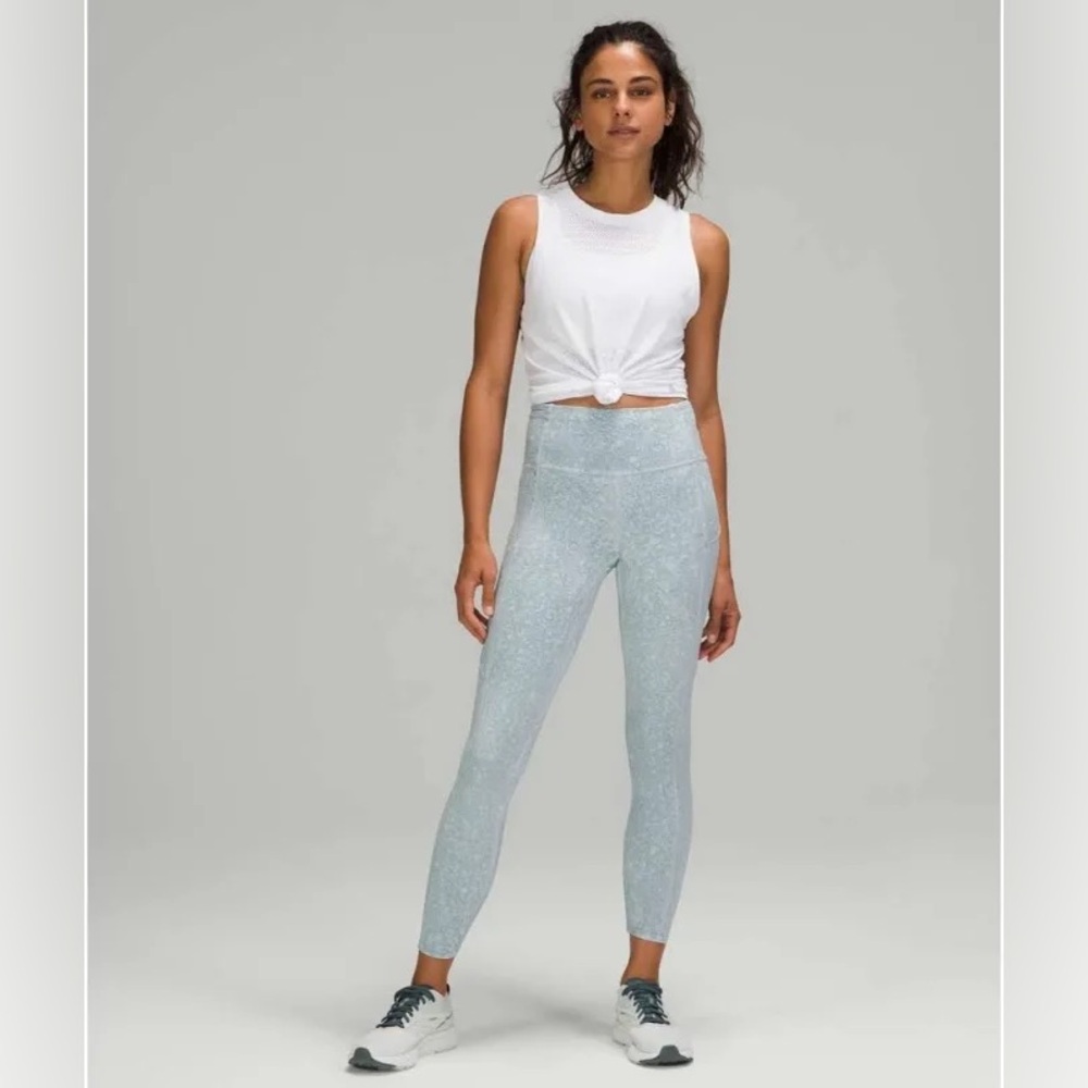 Lululemon Fast and Free Tight 25" *Nulux City Grit White Blue Fog Size 6